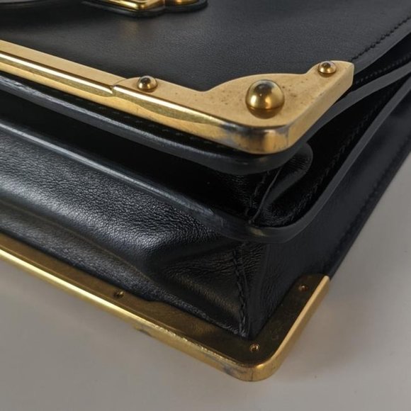 Prada Cahier Medium Black Leather Cross Body Bag - Picture 6 of 10